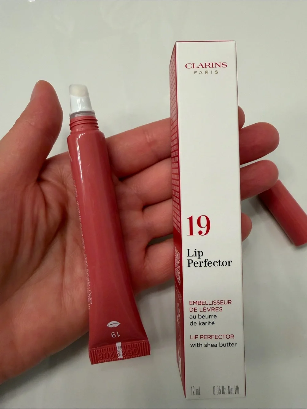 Clarins Lip Perfector #19 Intense Smoky Rose (Full Size, 12mL/0.35oz) NWT